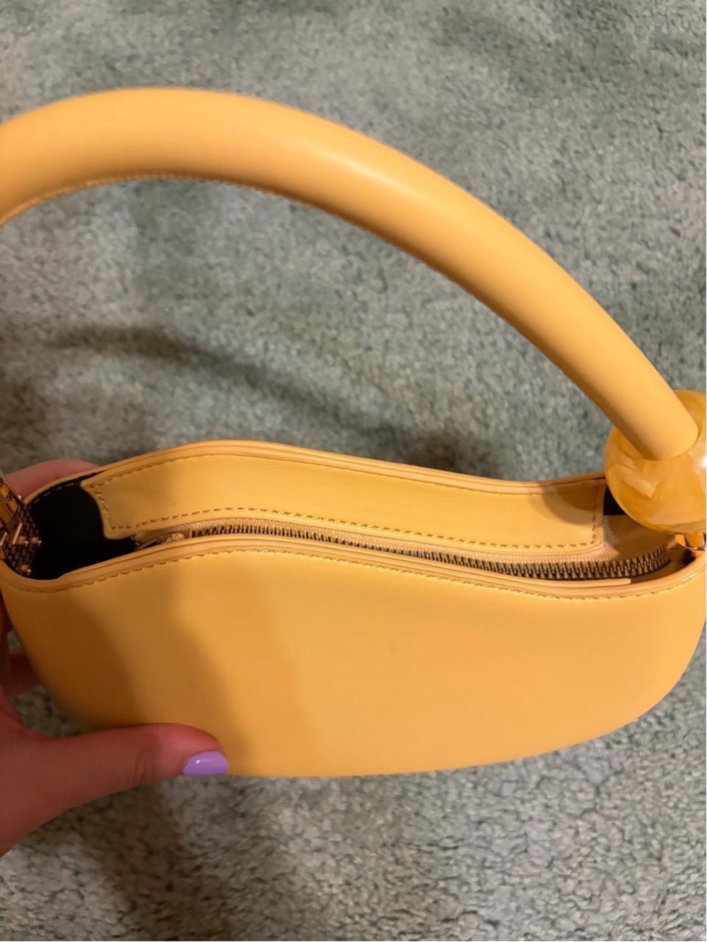 Melie Bianco Mustard Yellow Sculpted Top-Handle Mini Bag - Picture 5 of 8